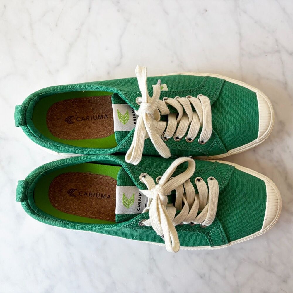 Cariuma OCA Low Green Canvas Sneakers Women 9.5 Men 8 Sustainable Skate Shoes - Picture 8 of 8
